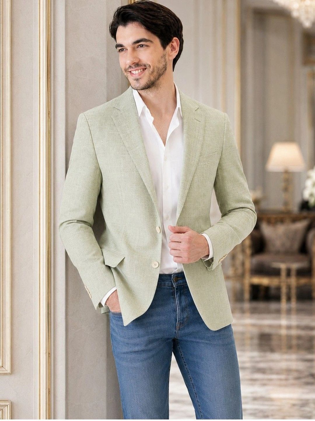 House of Pataudi Notched Lapel Single-Breasted Tailored Fit Party Blazers-picture-41