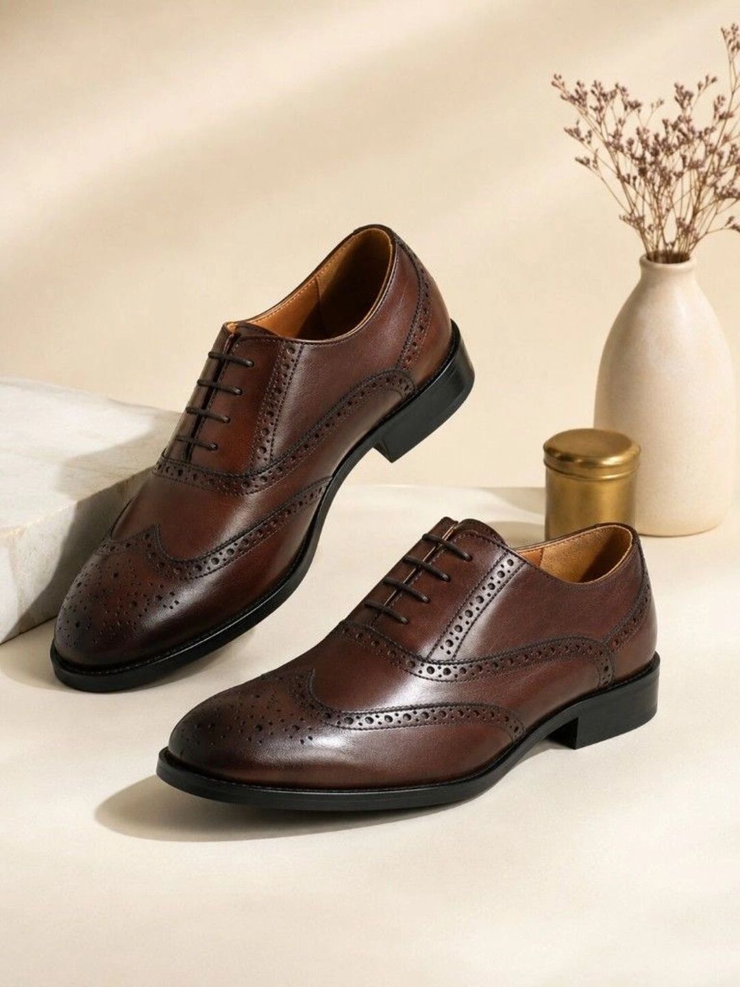 House of Pataudi Men Leather Formal Brogues-picture-13