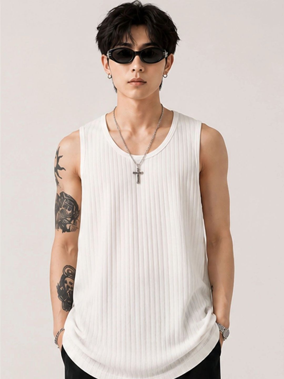 StyleCast Men Self Design Scoop Neck Innerwear Vests-picture-29