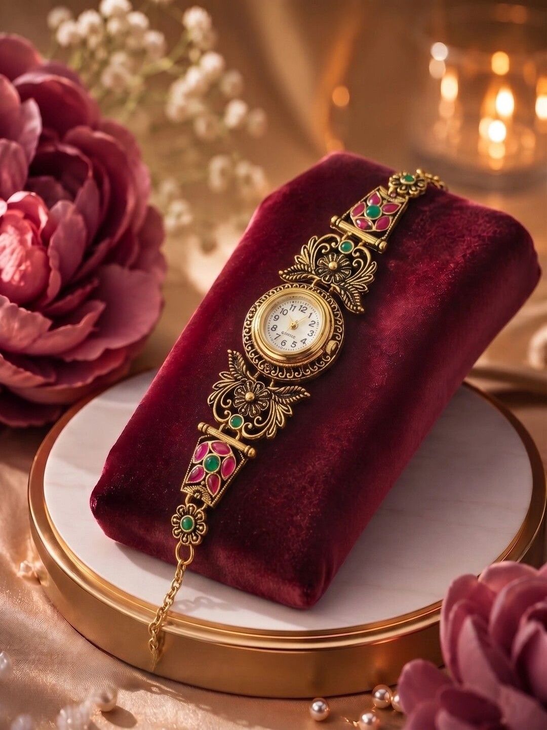 Nui Women Gold-Plated Quartz Analogue Bracelet Style Kashmiri Watch-picture-12