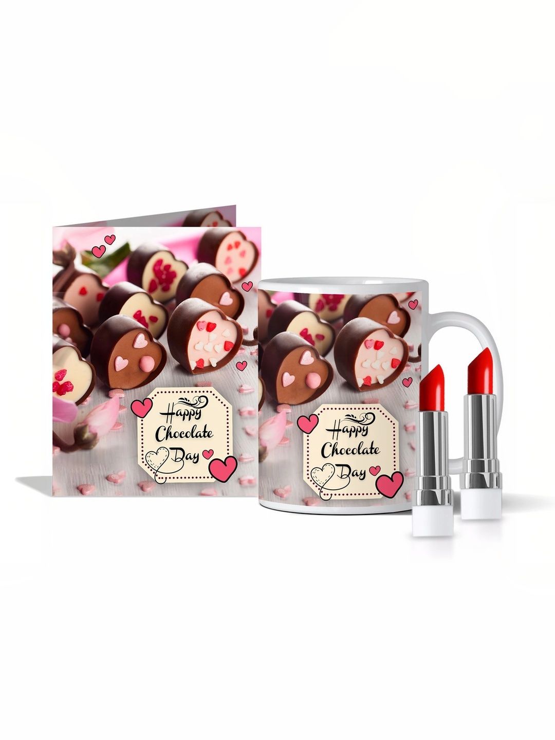 GIFT MY PASSION 4-Pcs Brown Mug Card & Lipstick Chocolate Day Gift Set-image-32