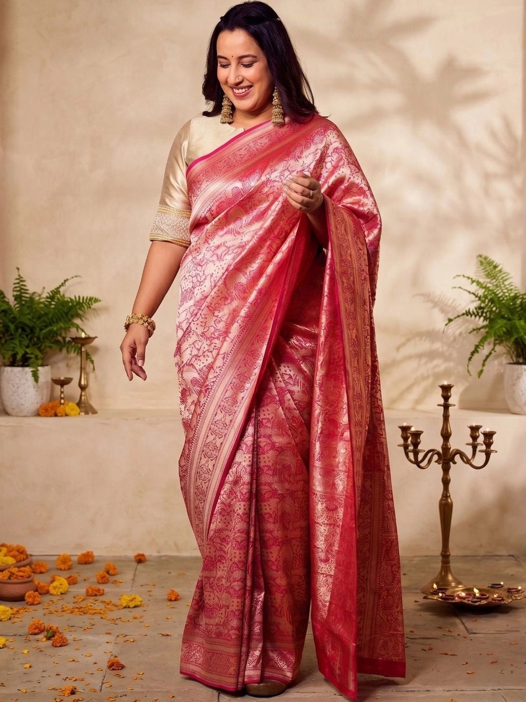 SUNDARI DESIGNS Zari Silk Cotton Banarasi Saree-picture-12