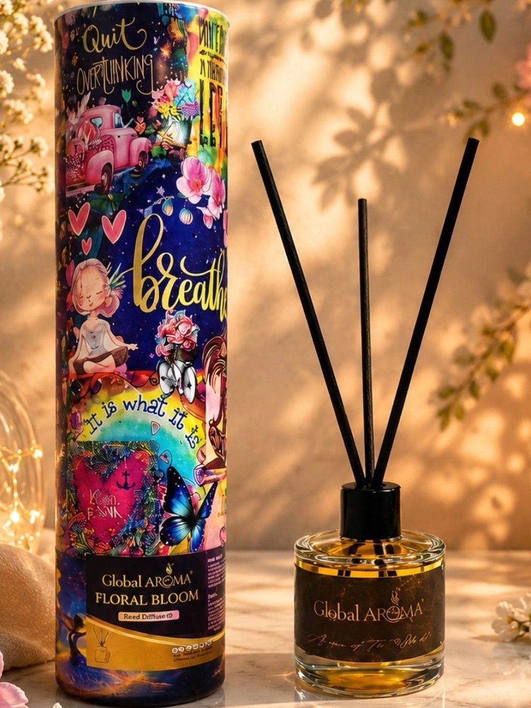 GLOBAL AROMA Transparent Floral Bloom Reed Diffuser With 5 Fiber Sticks 50ml-picture-24