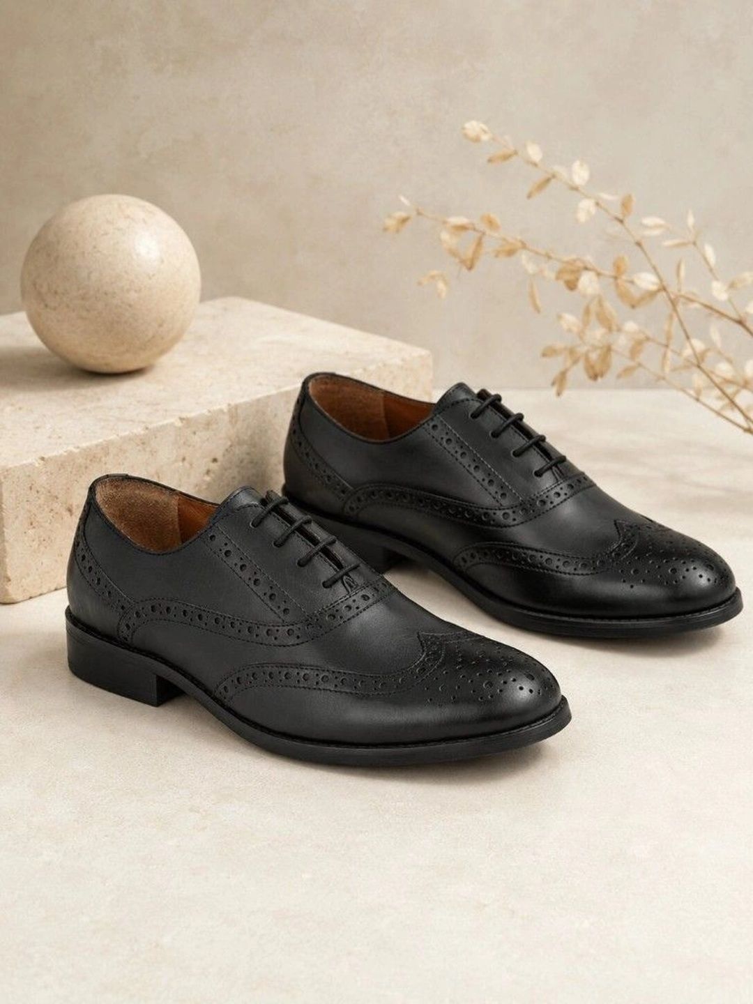 House of Pataudi Men Leather Formal Brogues-picture-33