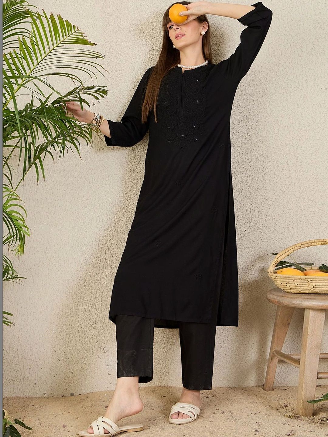 Indo Era Women Embroidered Chikankari Kurta-picture-47