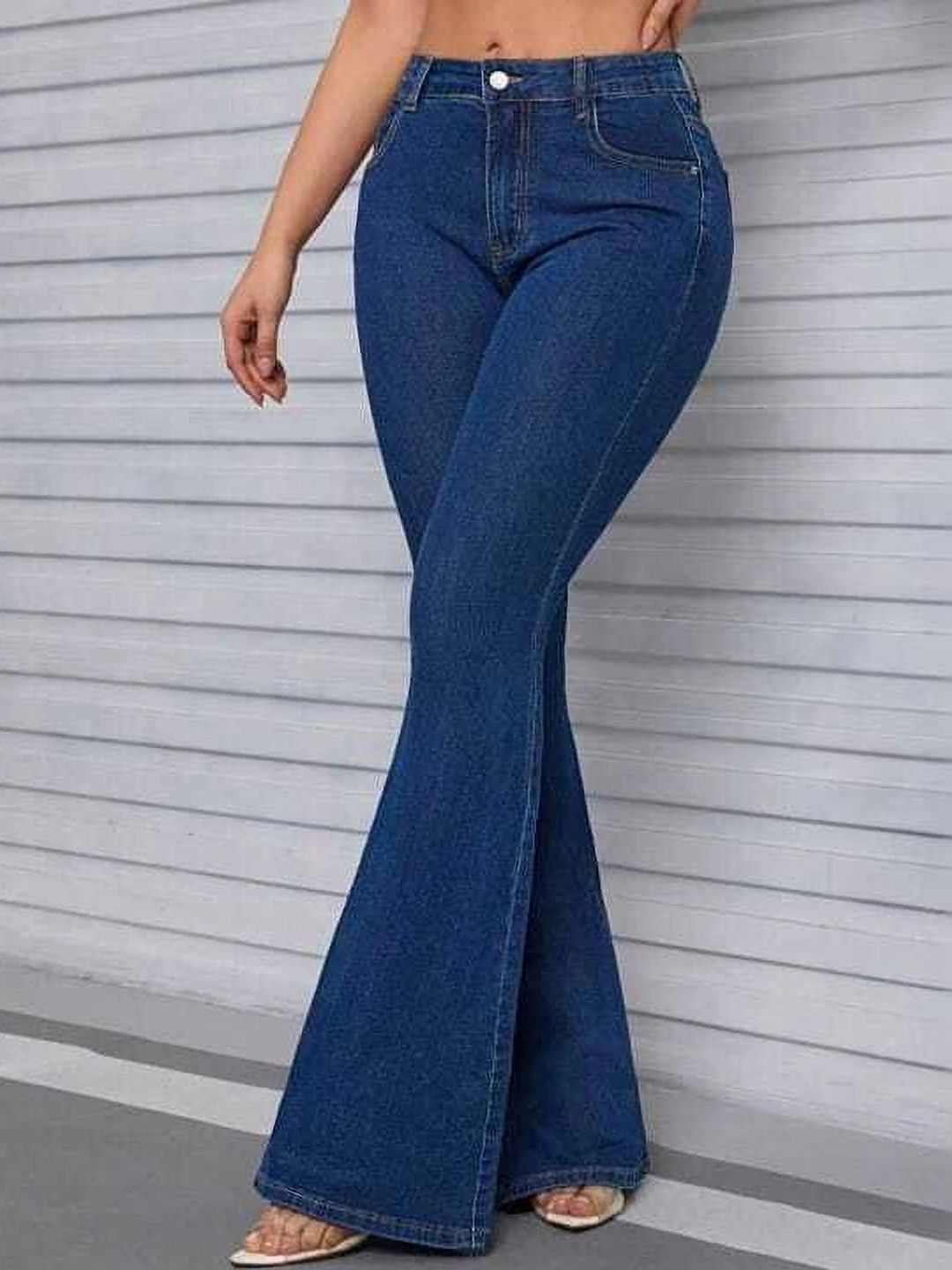 kitty-fashion Women Flared High-Rise Jeans