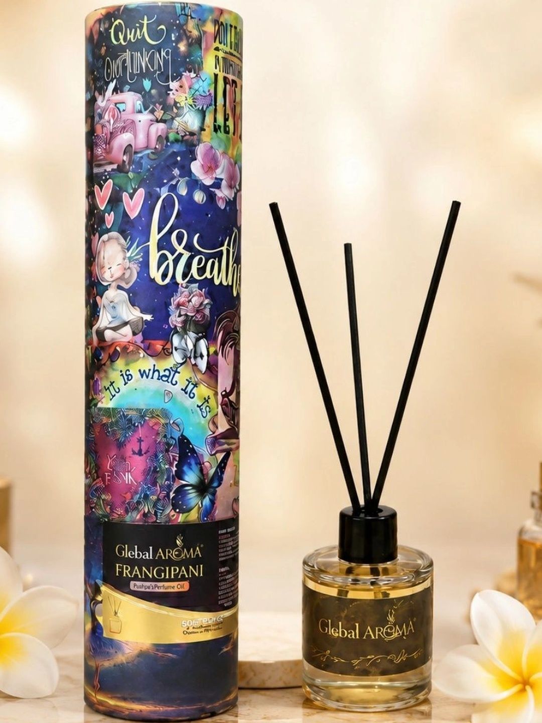 GLOBAL AROMA Transparent Frangipani Reed Diffuser With 5 Fiber Sticks 50ml-picture-19