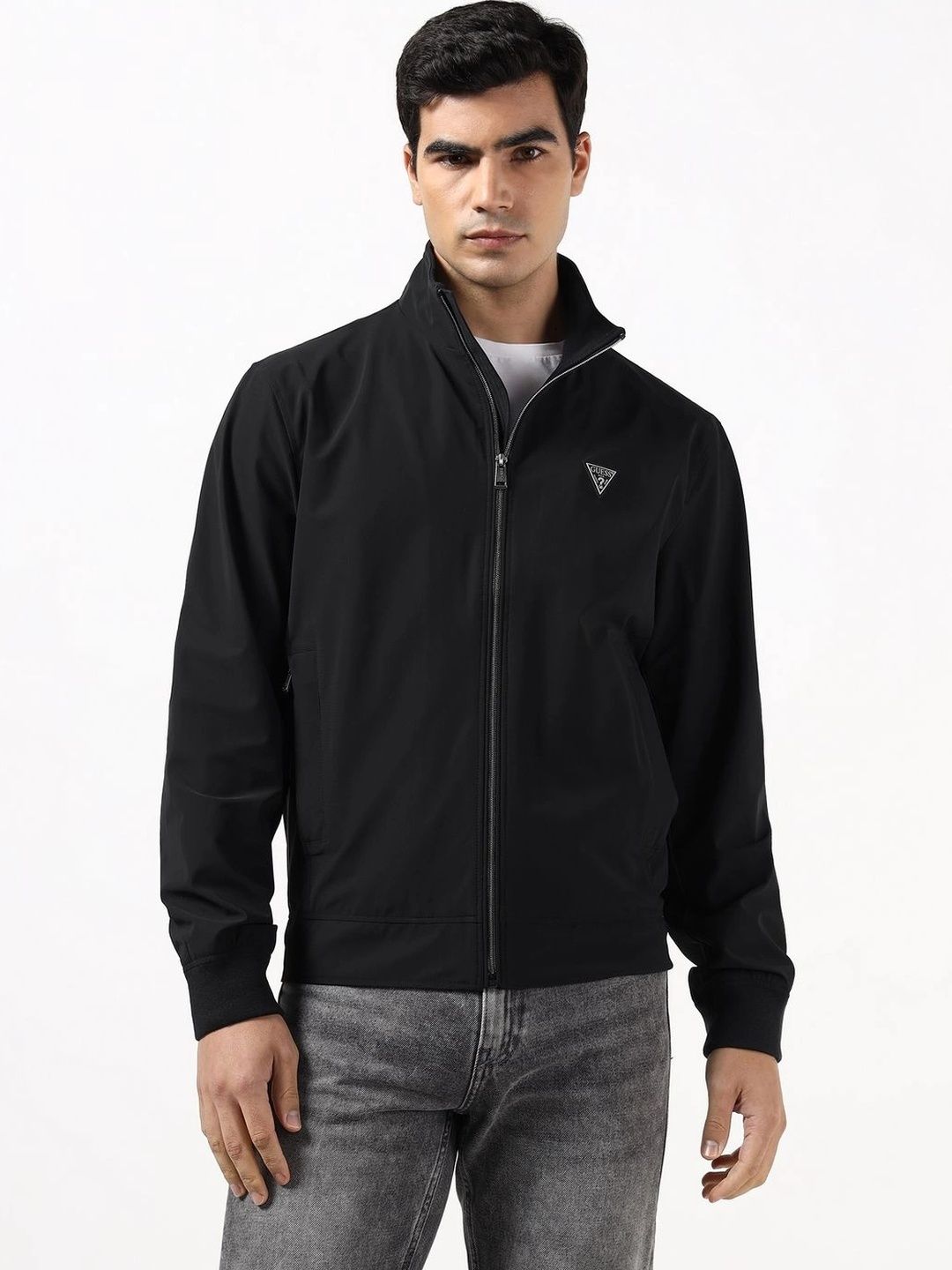 GUESS Men Brand Logo Lightweight Bomber Jacket
