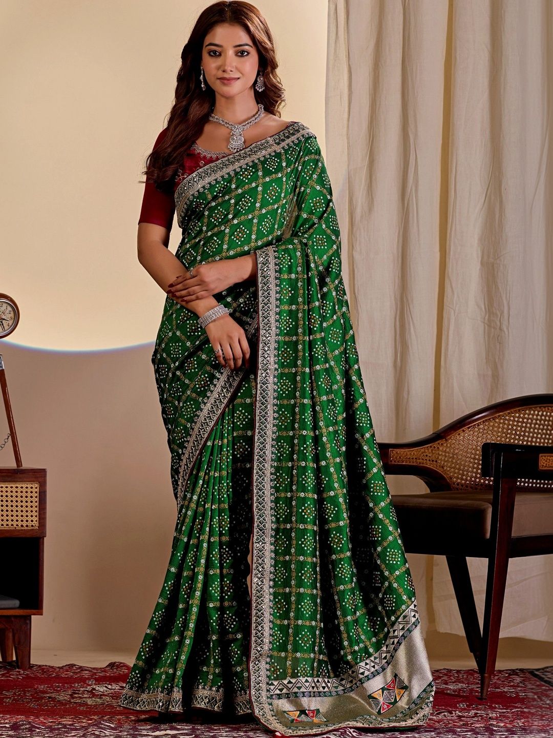 Anouk Embroidered Silk Blend Designer Saree-picture-56