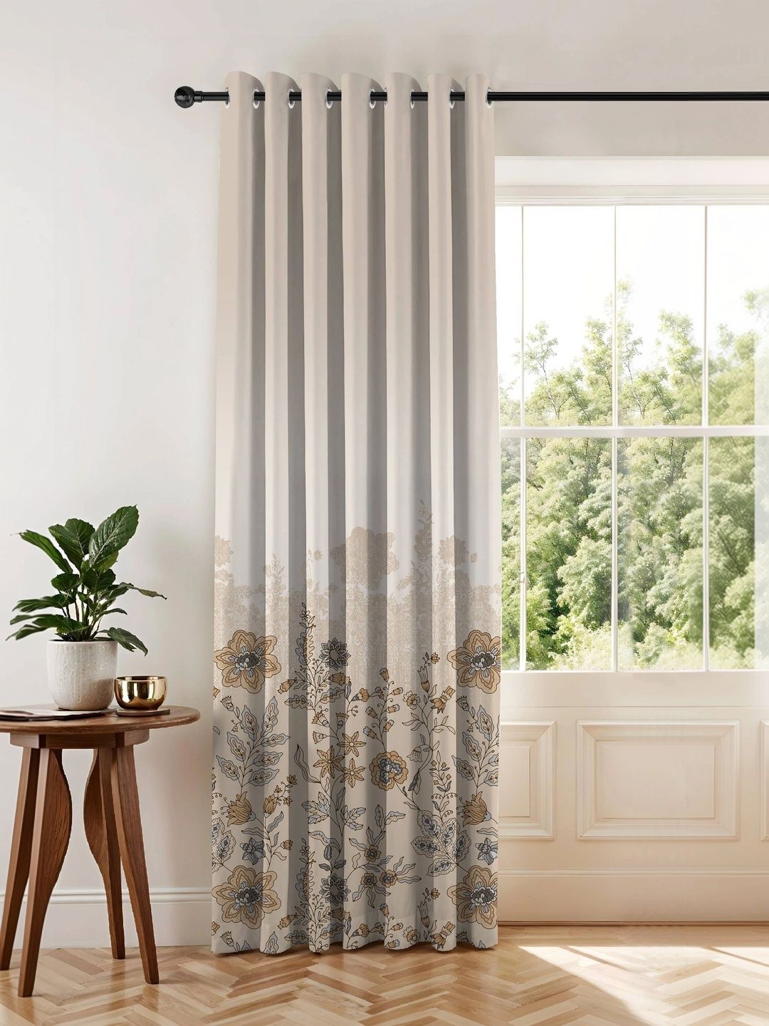 Myntra Elegant Homes Tan Floral Room Darkening Door Curtain-image-9
