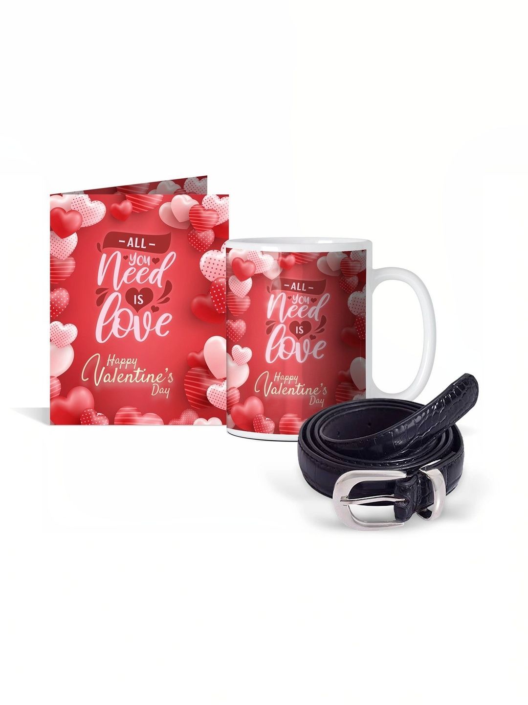 GIFT MY PASSION 3-Pcs Red Valentines Day Greeting Card with Belt & Mug Gift Set-image-36
