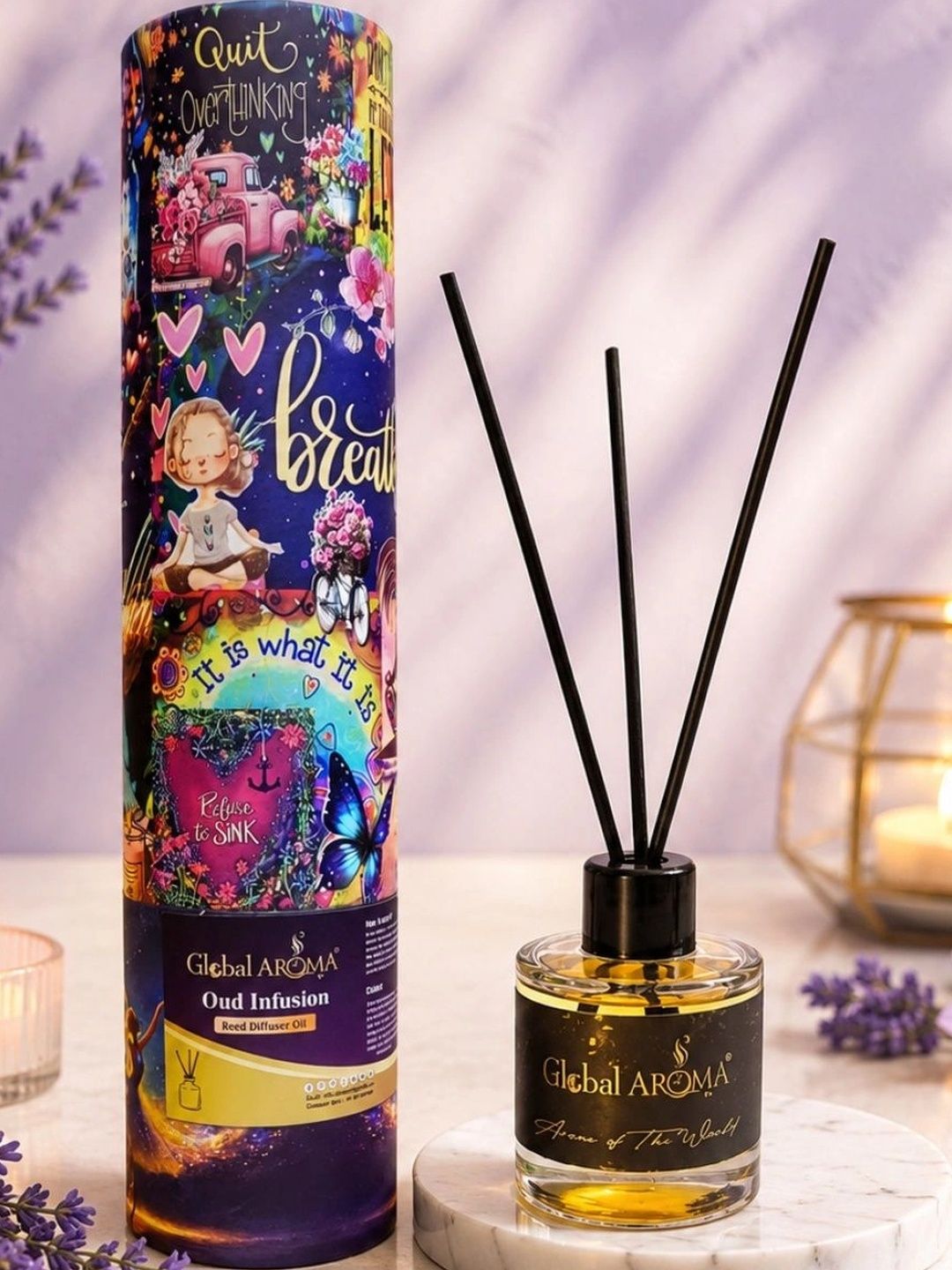 GLOBAL AROMA Transparent Oud Infusion Reed Diffuser With 5 Fiber Sticks 50ml-picture-53