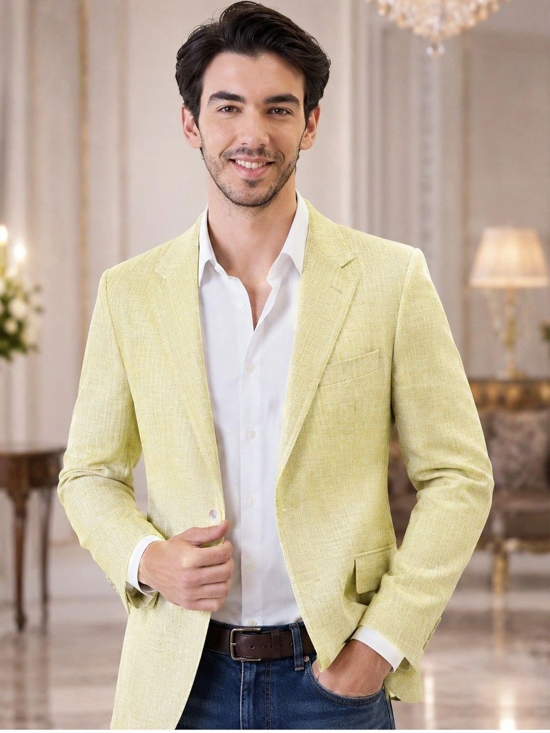 House of Pataudi Notched Lapel Single-Breasted Tailored Fit Party Blazers-picture-10