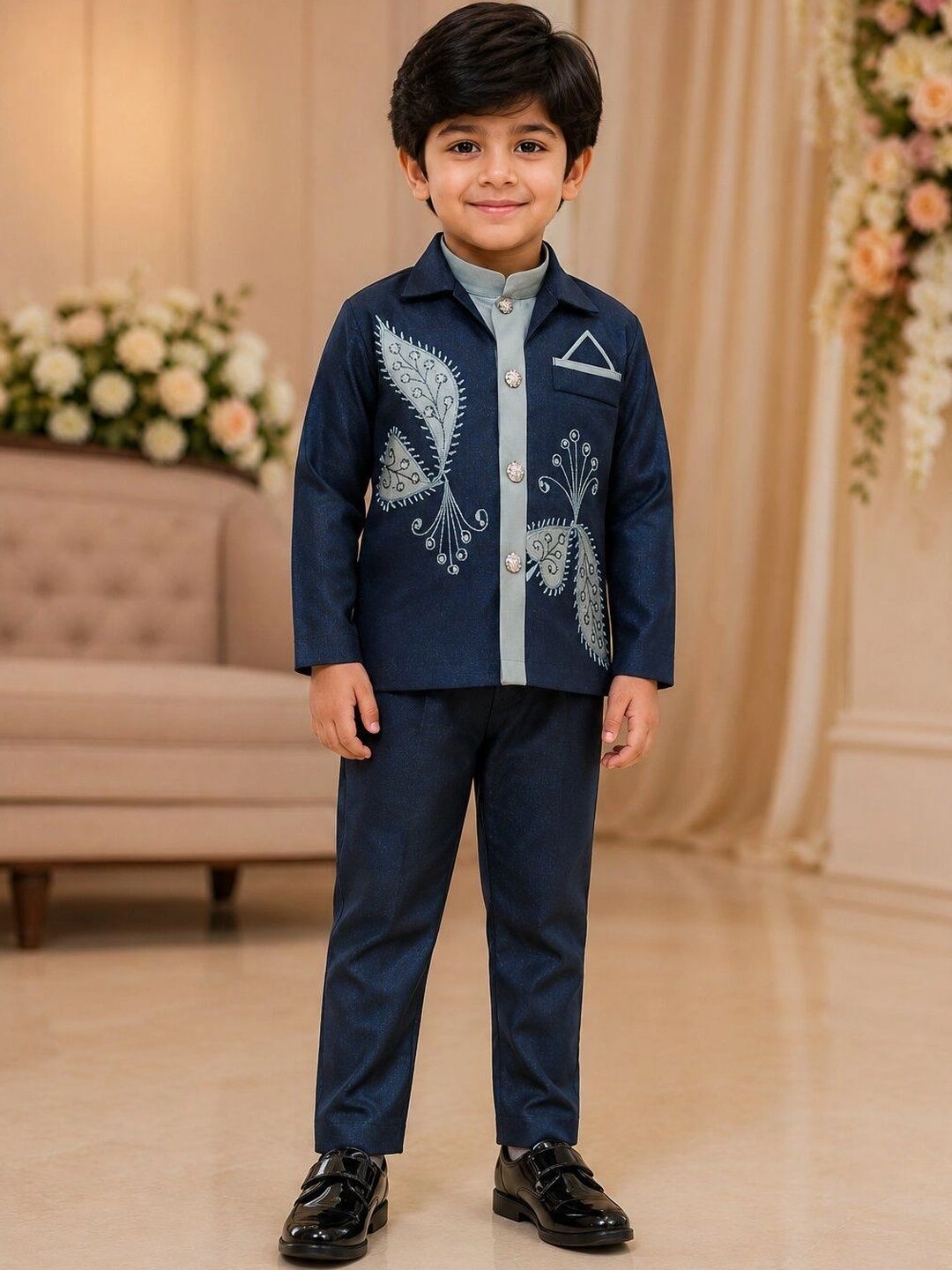 Covetus Boys Embellished Shirt with Trousers-image-9