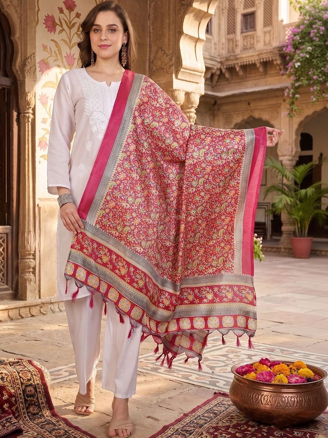 LOOM LEGACY Ethnic Motifs Printed Dupatta-picture-40