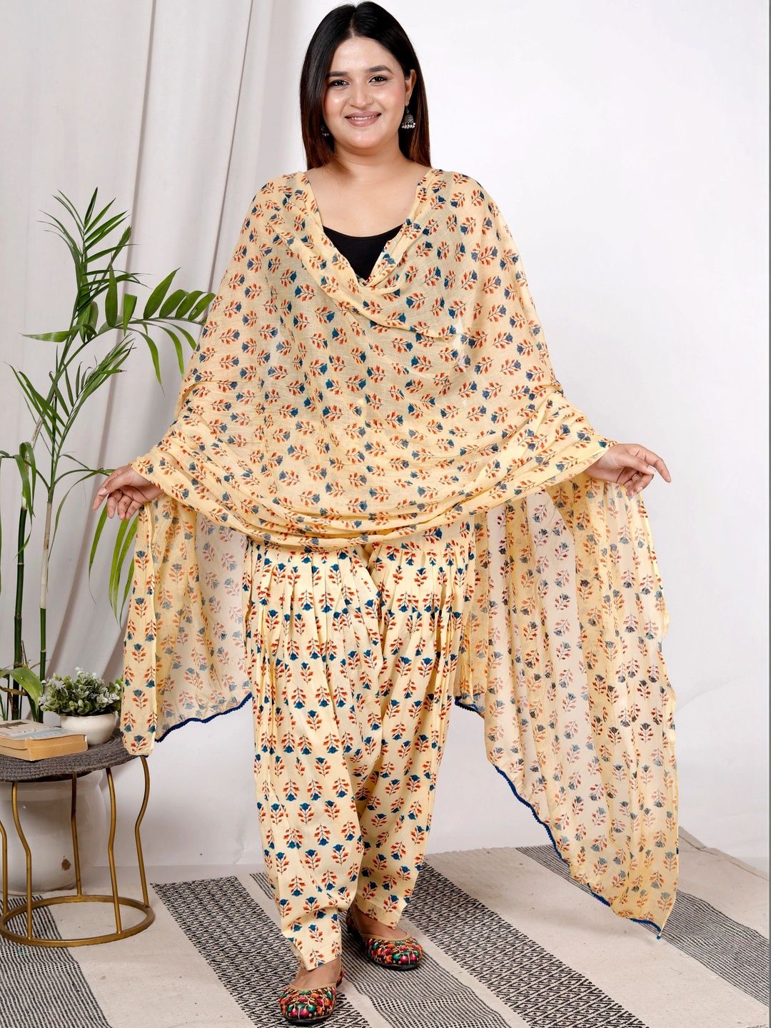 HANVIK Women Cotton Printed Patiala and Dupatta-picture-30
