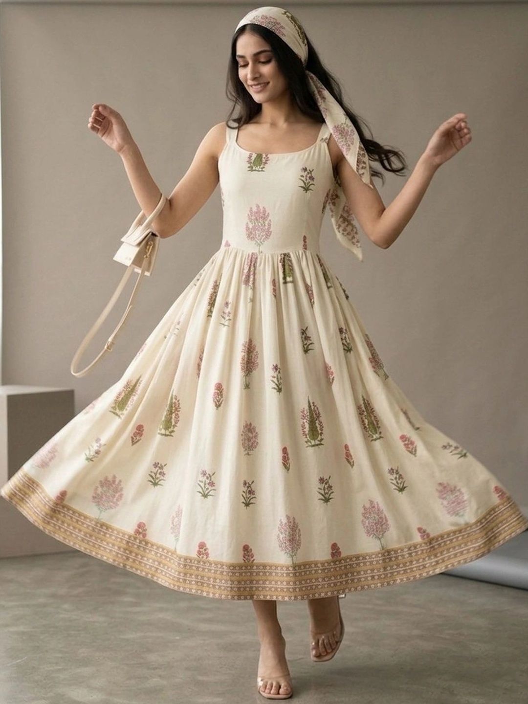 GENZILOOKS Floral Print A-Line Midi Dress-picture-18