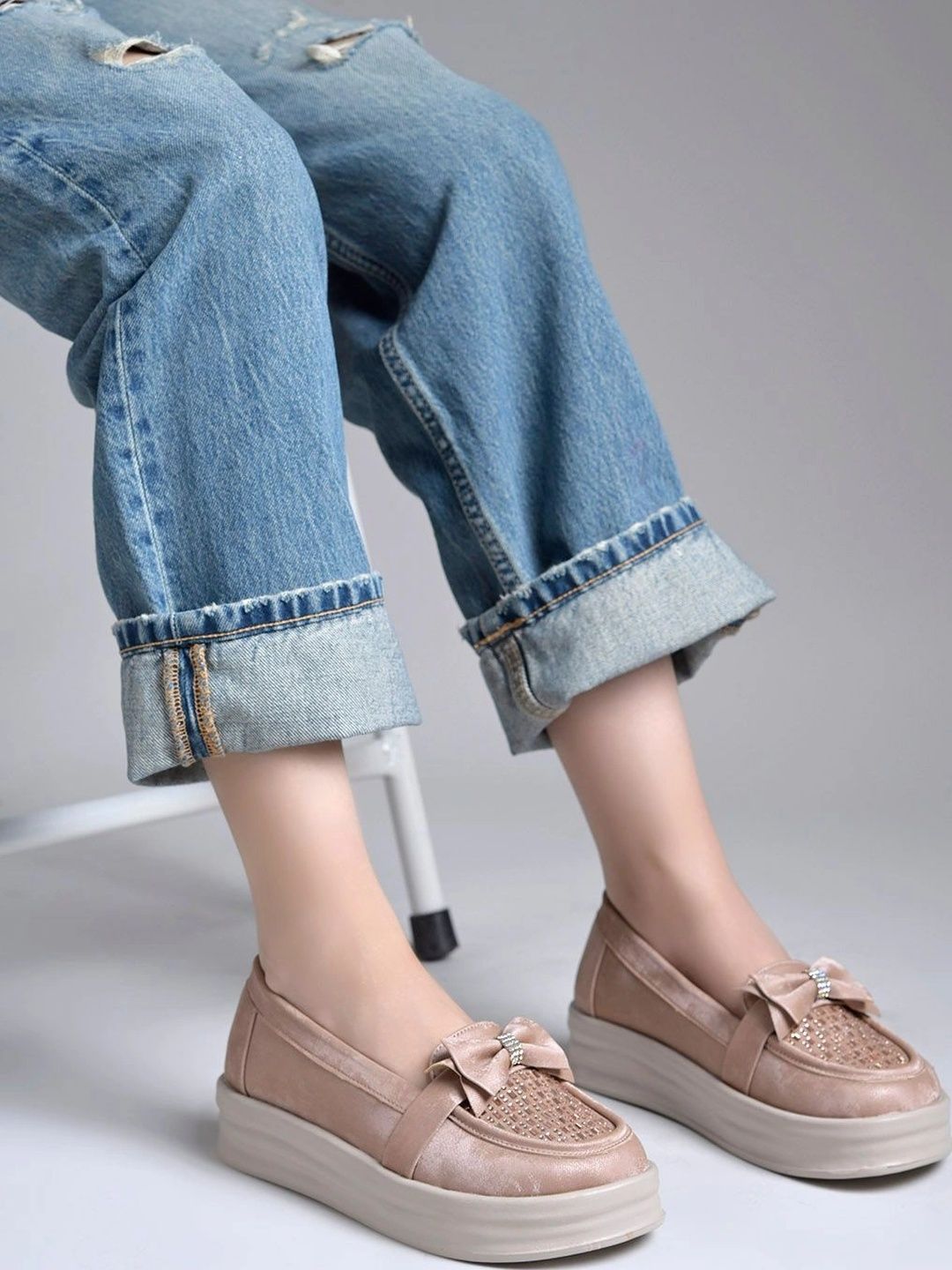 Shoetopia Women Textured Loafers-picture-27