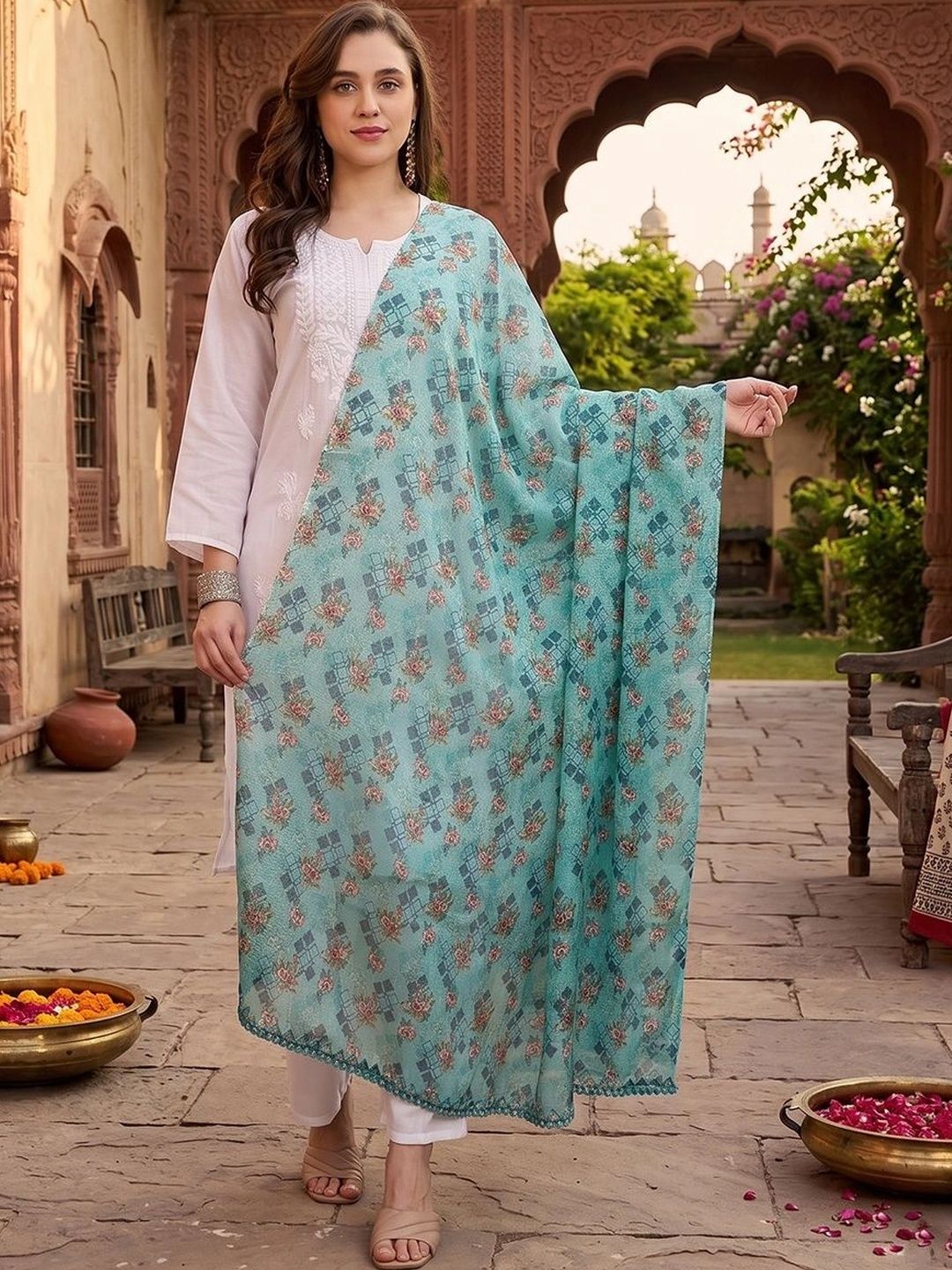 LOOM LEGACY Printed Cotton Silk Dupatta-image-2