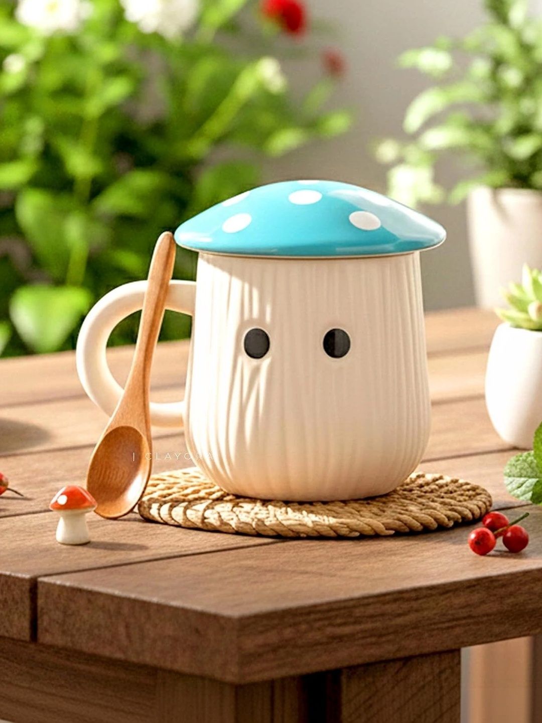 CLAYORA White & Turquoise Blue Printed Ceramic Glossy Mugs Set of Cups and Mugs-image-31