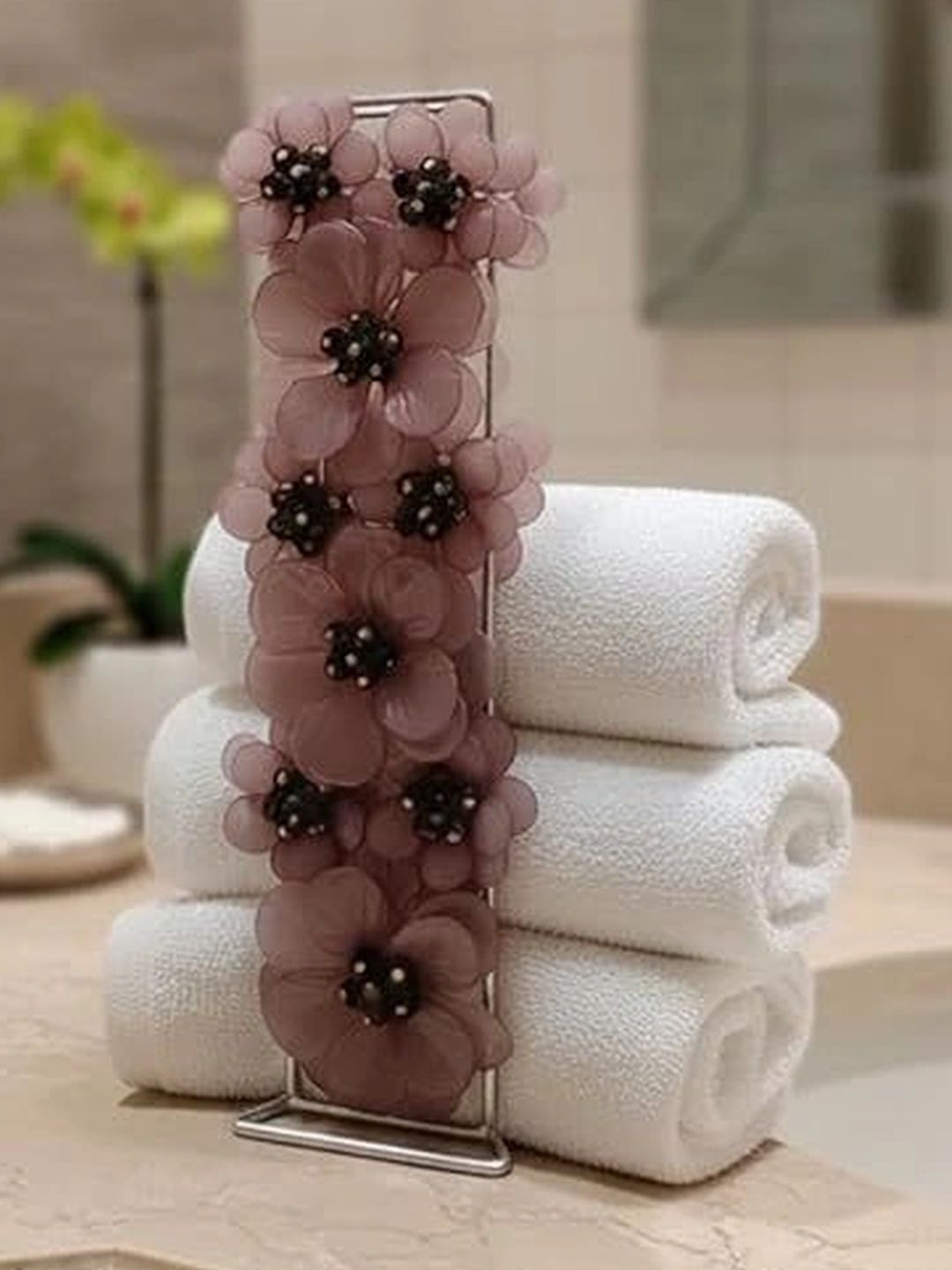 PRET HOMES Brown Floral Stainless Steel Towel Holder-picture-36