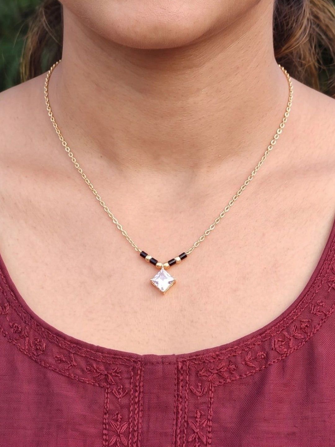 Anouk Gold-Plated Artificial Stones and Beads Mangalsutra-image-6