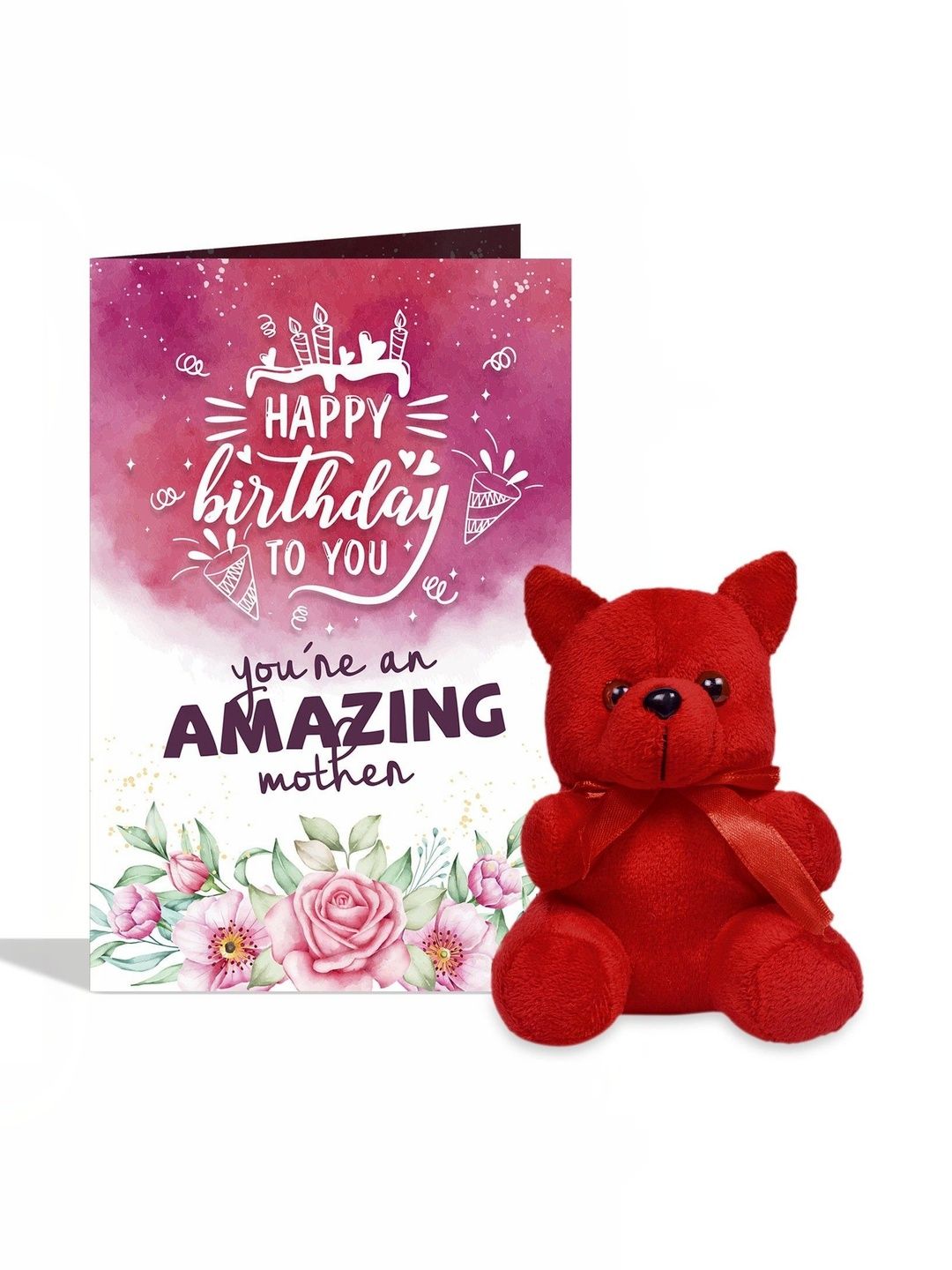 GIFT MY PASSION 2-Pcs Pink & Red Birthday Greeting Card & Teddy Gift Set-picture-35