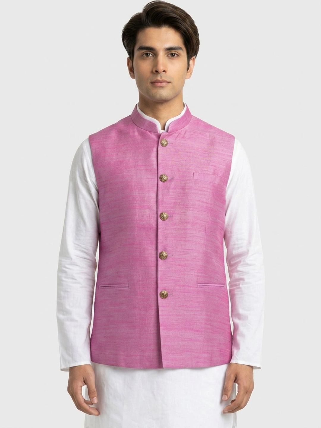 Sanman Ethnix by Raymond Men Woven Design Open Front Jacket