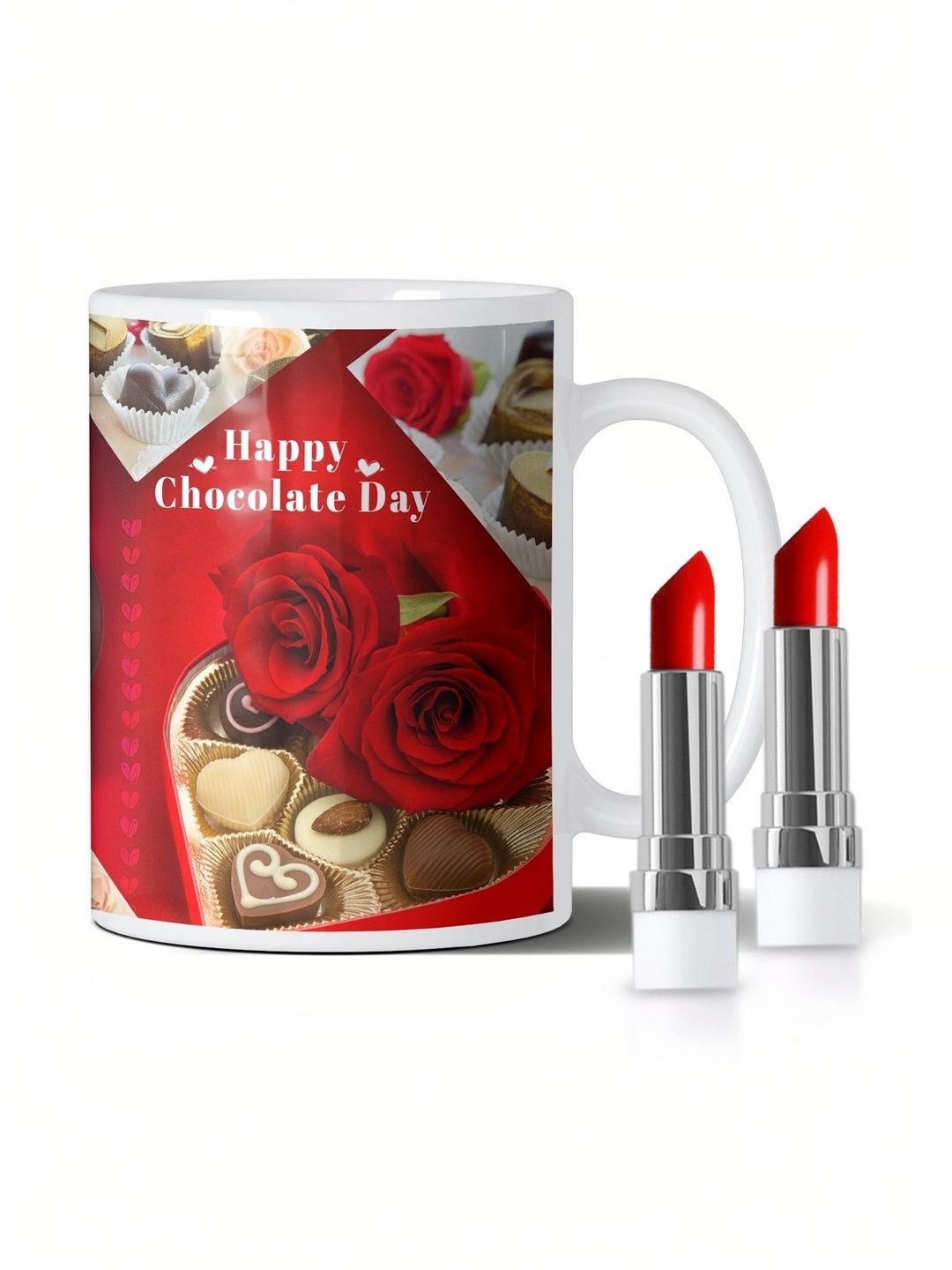 GIFT MY PASSION 2Pcs Red & White Coffee Mug & Lipstick-image-4