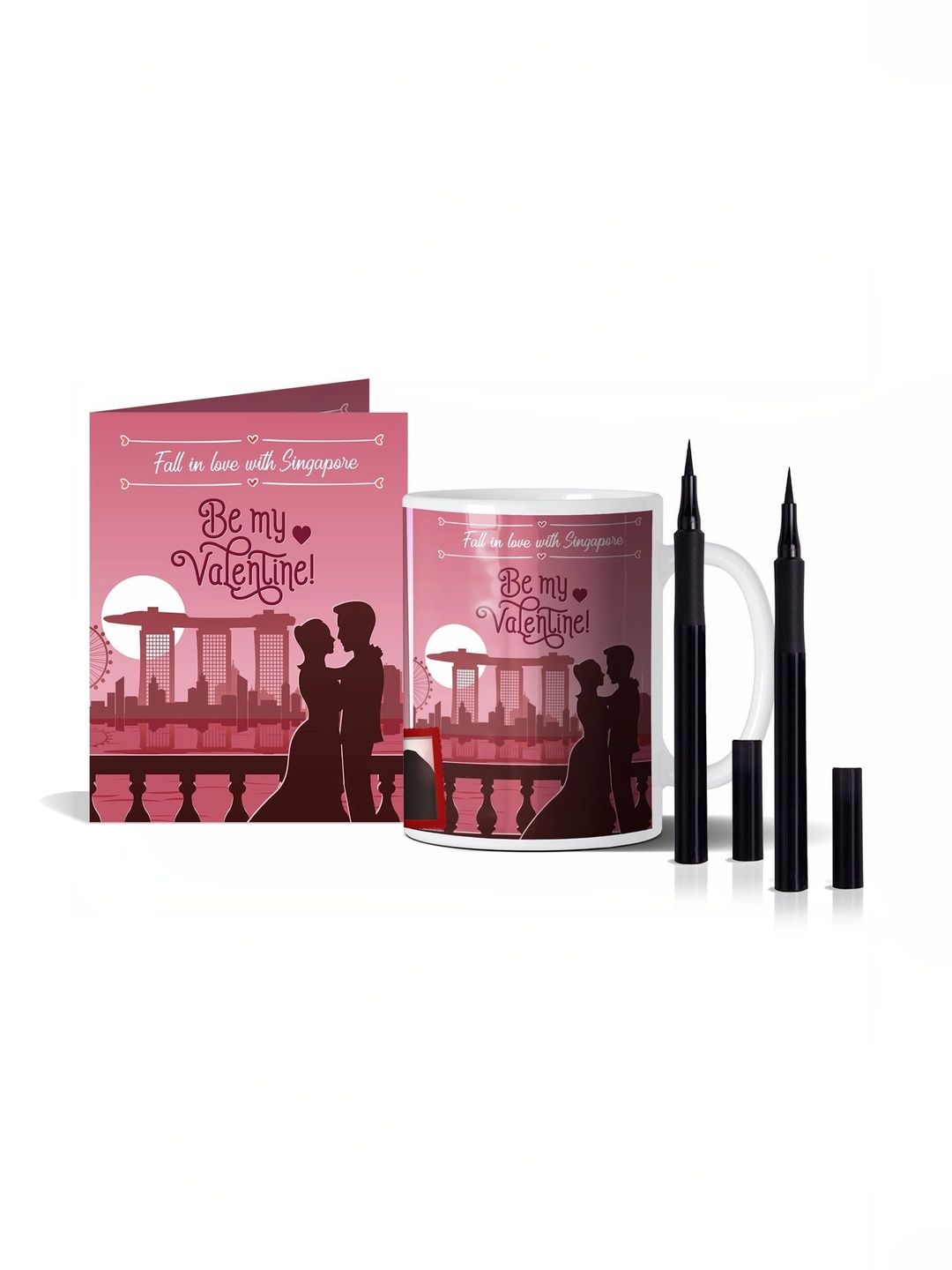 GIFT MY PASSION 3-Pcs Pink Coffee Mug 350 ml With Eyeliner & Greeting Card-image-21
