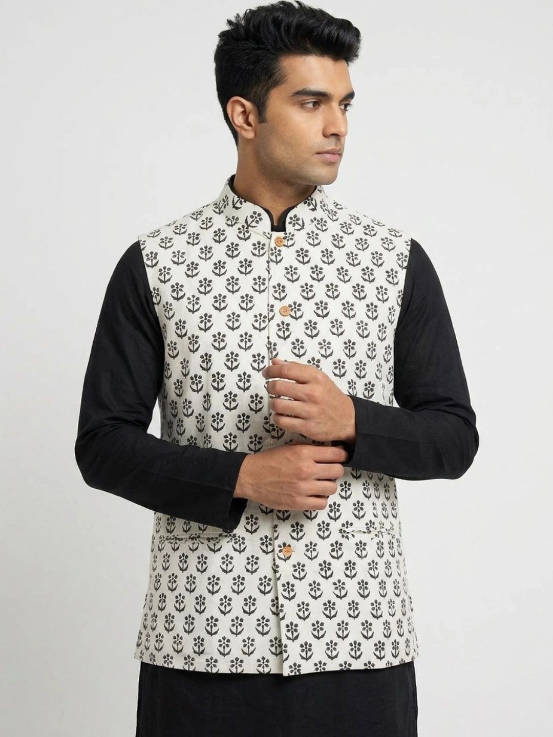 Sanman Ethnix by Raymond Men Open Front Jacket-image-12