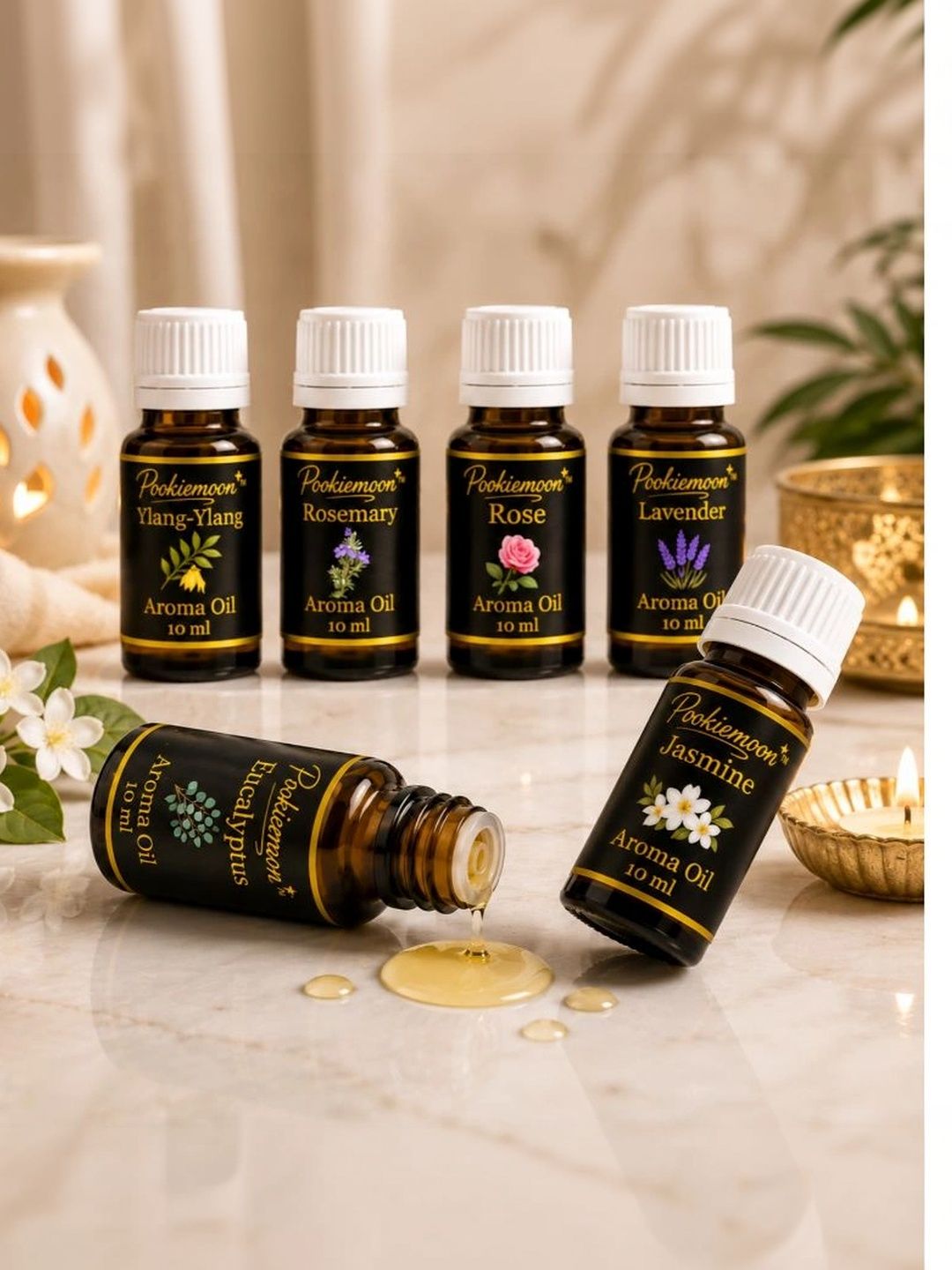 POOKIEMOON 6-Pcs Brown & White Long Lasting Aroma Oils 60ml-picture-14