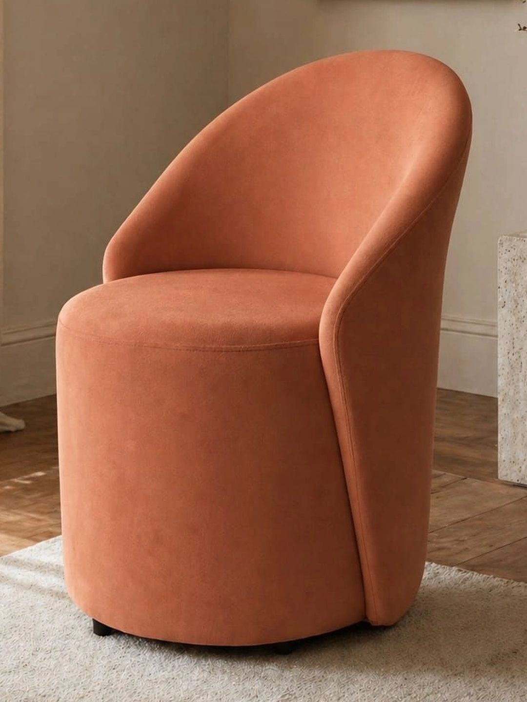 JAICO Orange Wooden Round Ottomans-image-6