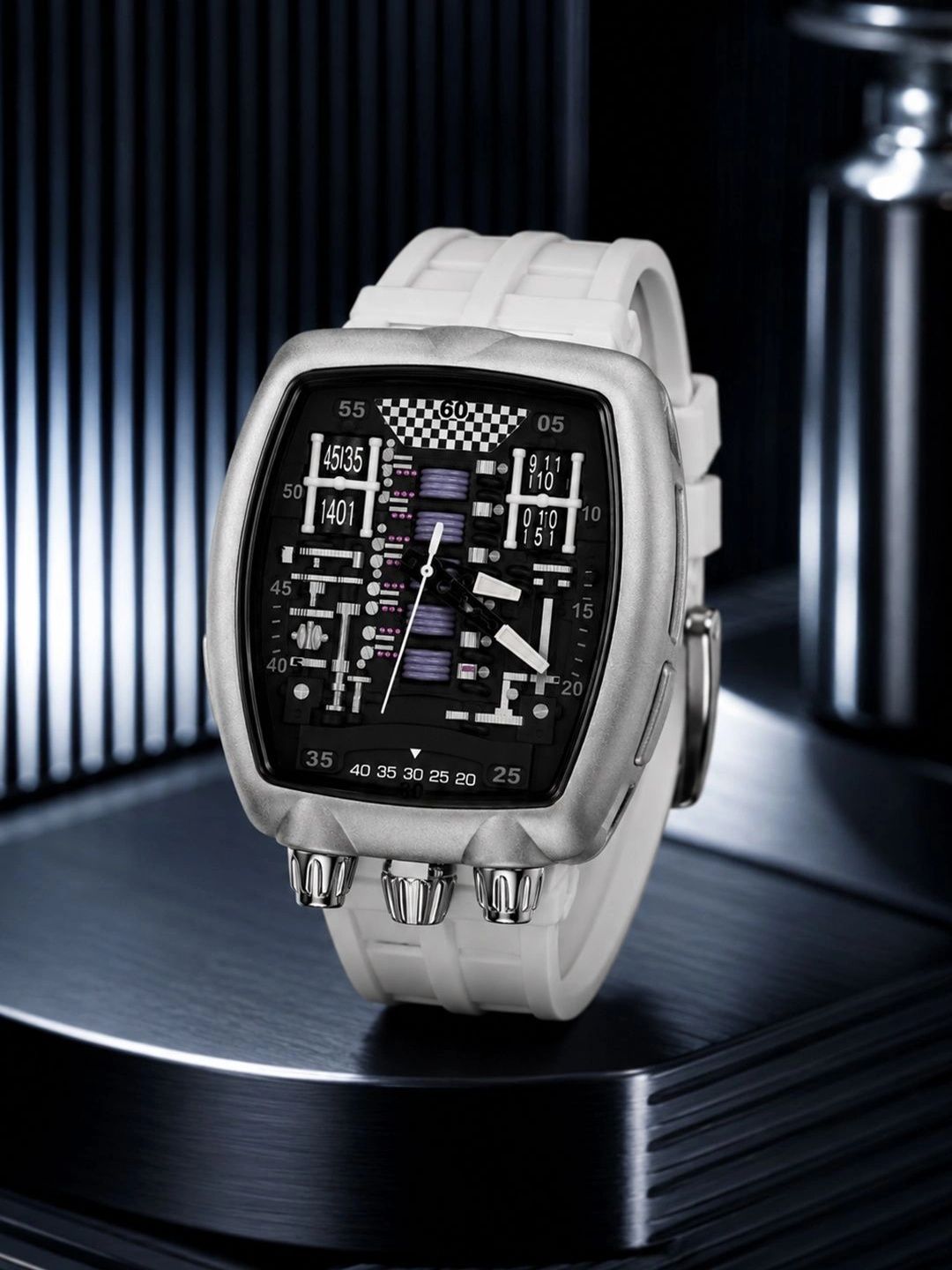 ZIVANCHE Unisex Dial & Straps Analogue Chronograph Motion Powered Watch Hypercar Silver White-picture-10