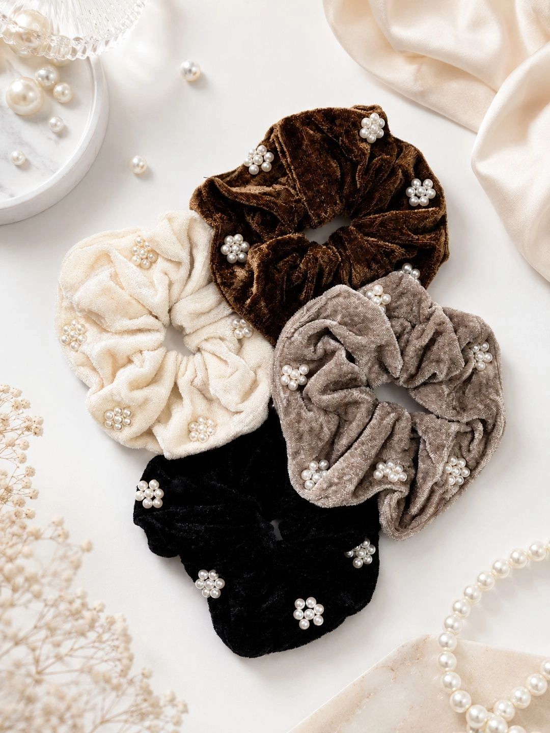 Haya Drapes Women Set of 4 Embellished Ponytail Holders-image-0