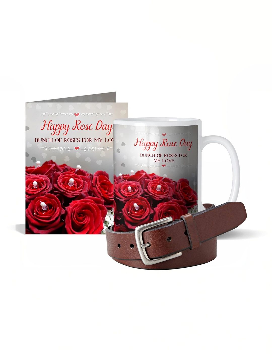 GIFT MY PASSION 3-Pcs Red Rose Day Greeting Card & Mug with Belt Gift Set-image-16