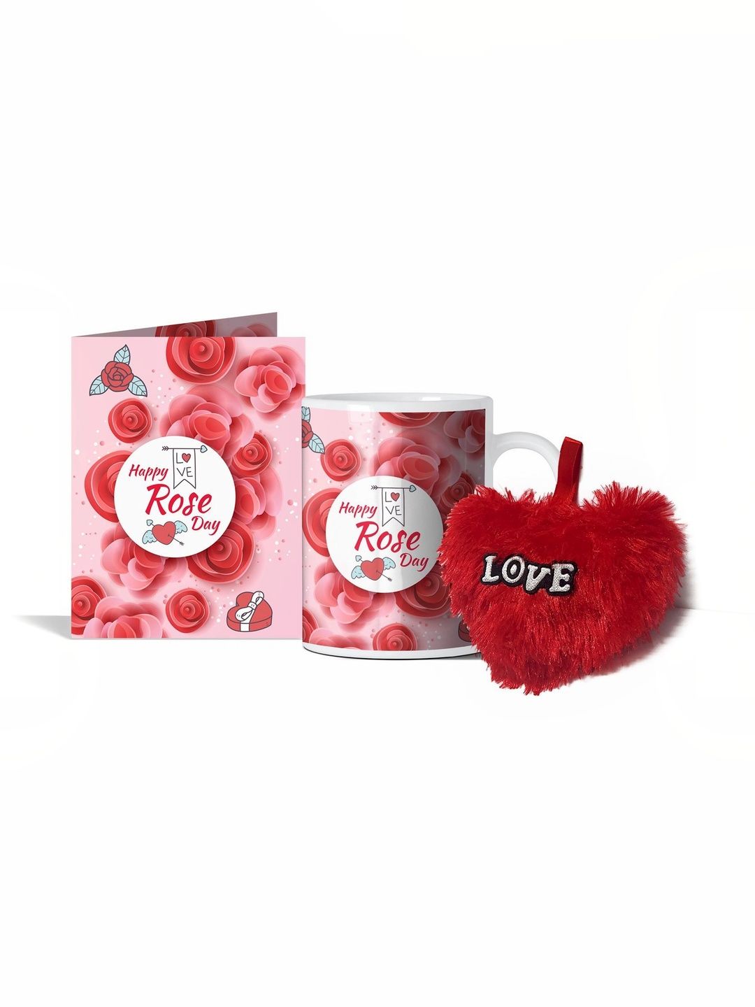 GIFT MY PASSION 3-Pcs White & Red Rose Day Greeting Card Mug & Pillow Gift Set-image-42