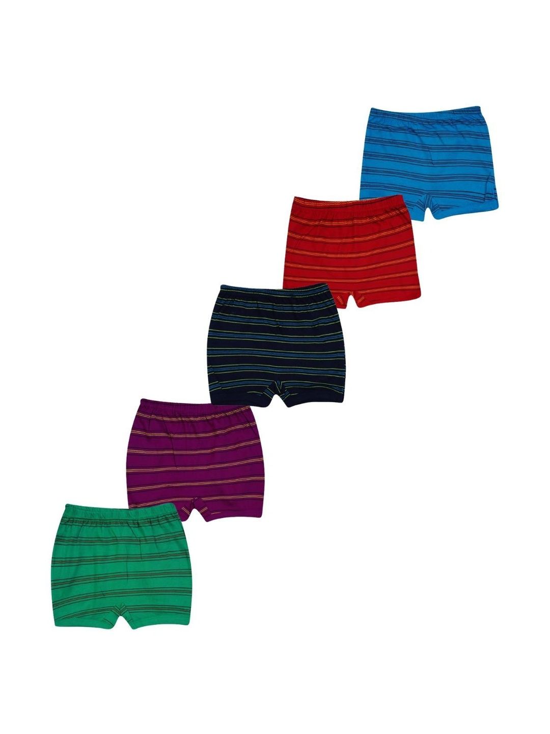 YELLOWDELIGHT Boys Pack of 5 Striped Assorted Cotton Boy Shorts-image-14