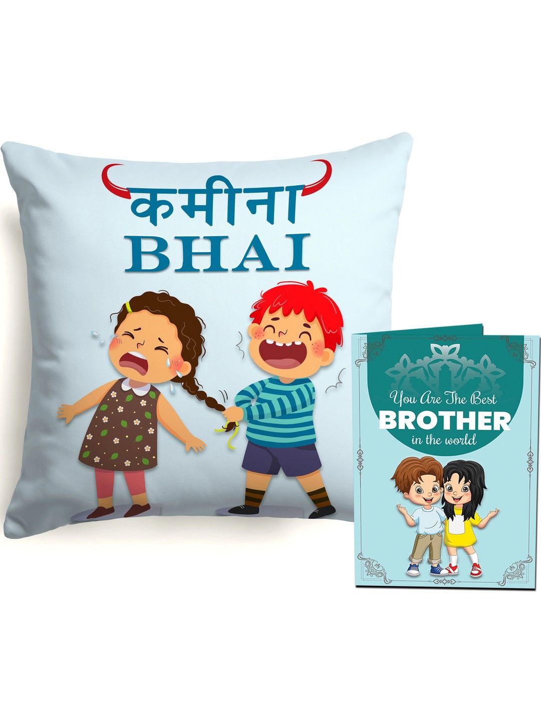 TrendoPrint Set Of 2 Printed Cushion Cover With Greeting Card Gift Set-image-4