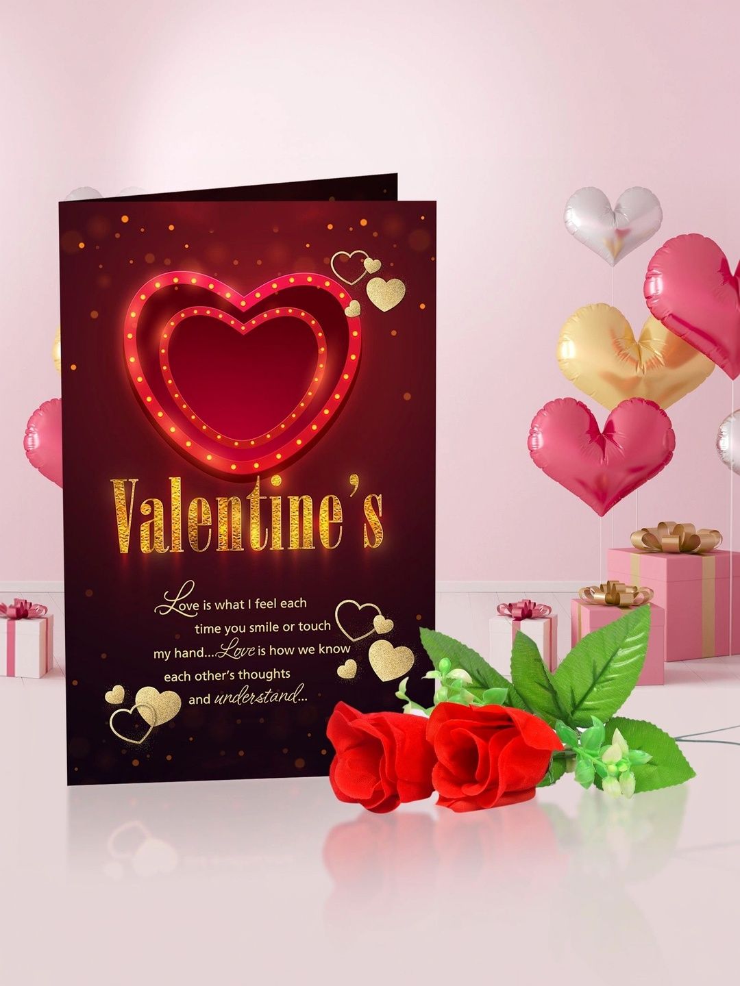 GIFT MY PASSION 2Pcs Maroon Greeting Card With Red Roses-picture-17