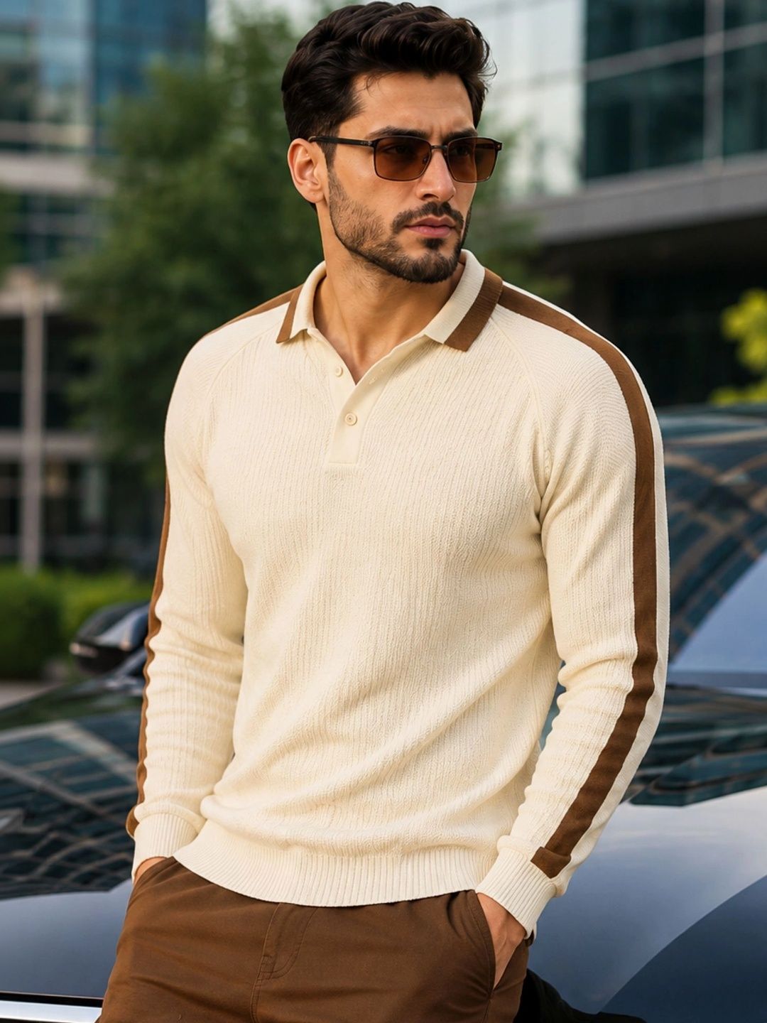 Maniac Men Colourblocked Polo Collar T-shirt-image-29