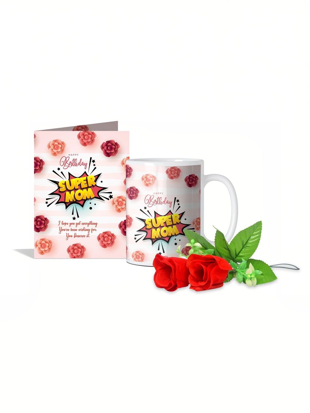 GIFT MY PASSION 3Pcs Pink Coffee Mug With Greeting Card & Red Roses-image-26