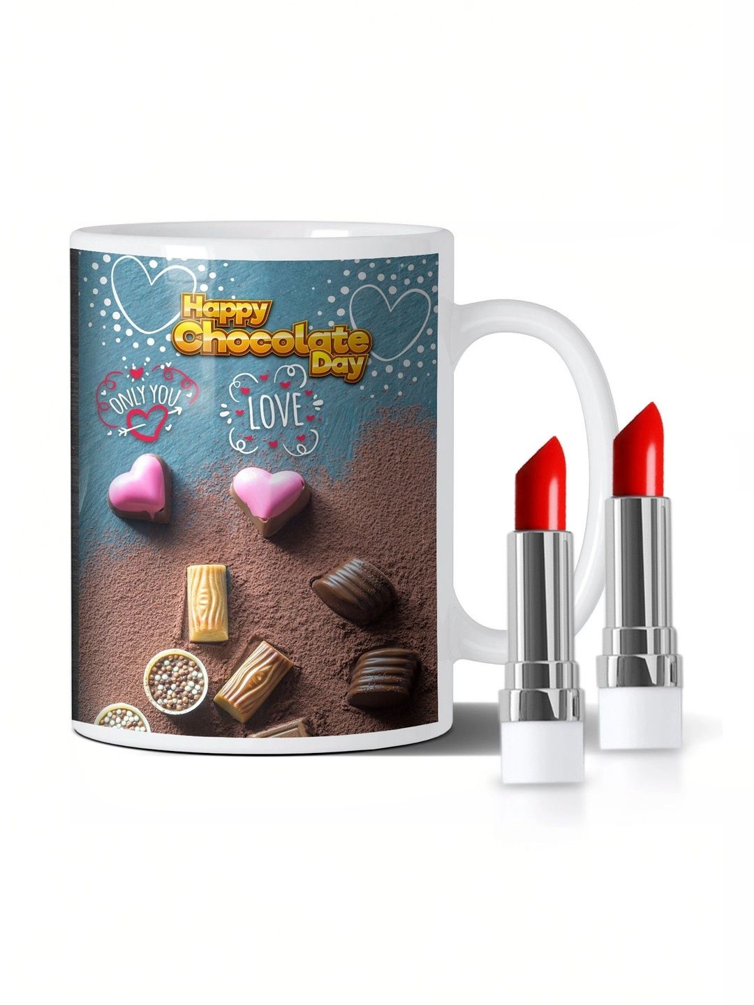 GIFT MY PASSION Blue Coffee Mug With 2-Pcs Lipstick-image-37