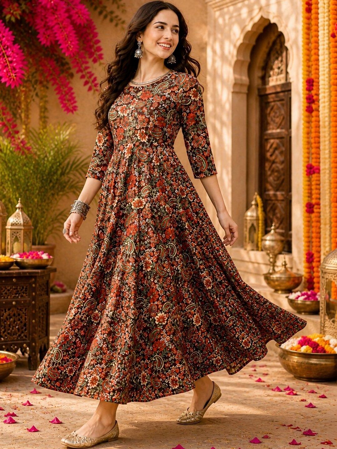 Anouk Floral Print A-Line Maxi Dress-image-31