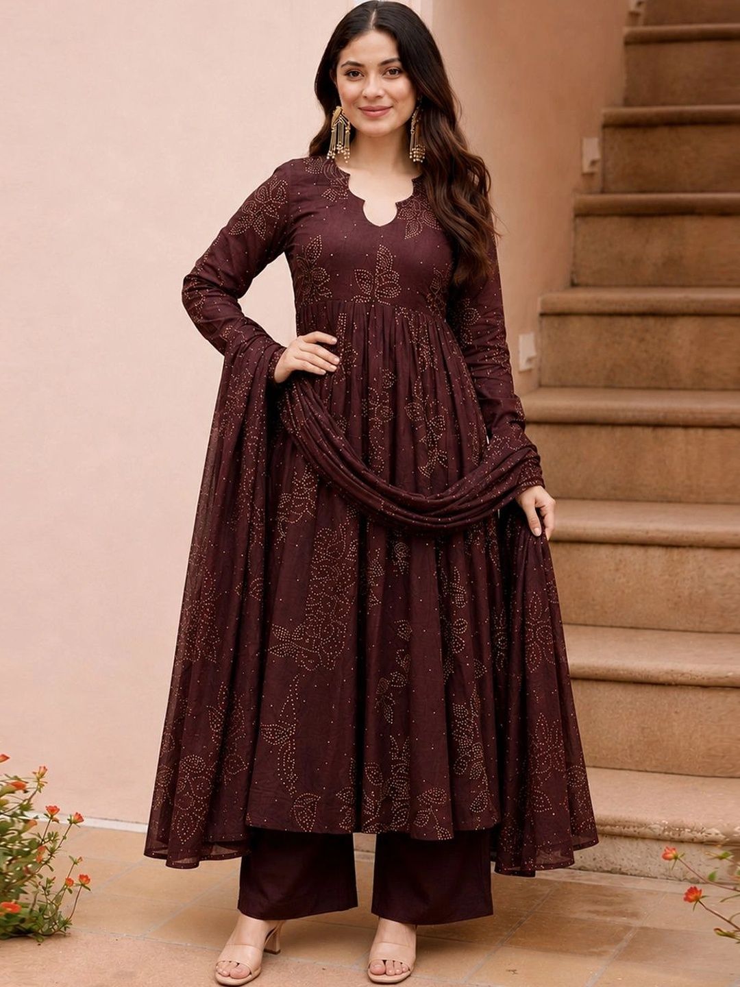 Anouk Rustic Women Ethnic Motifs Printed Empire Kurta with Palazzos & With Dupatta-picture-20
