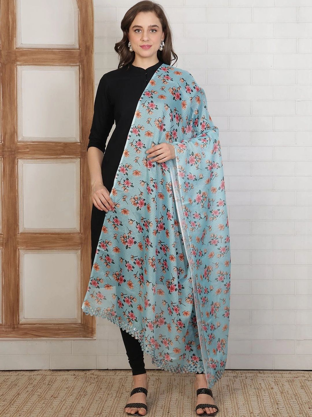 LOOM LEGACY Printed Cotton Silk Dupatta-image-6
