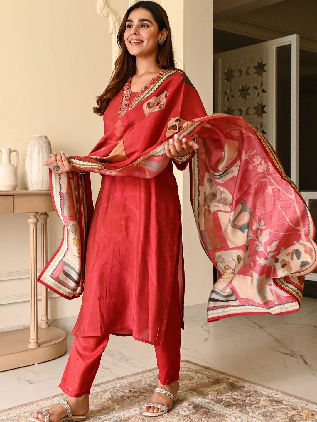 SURUKH Ethnic Motifs Embroidered Regular Thread Work Kurta with Trousers & With Dupatta-picture-20