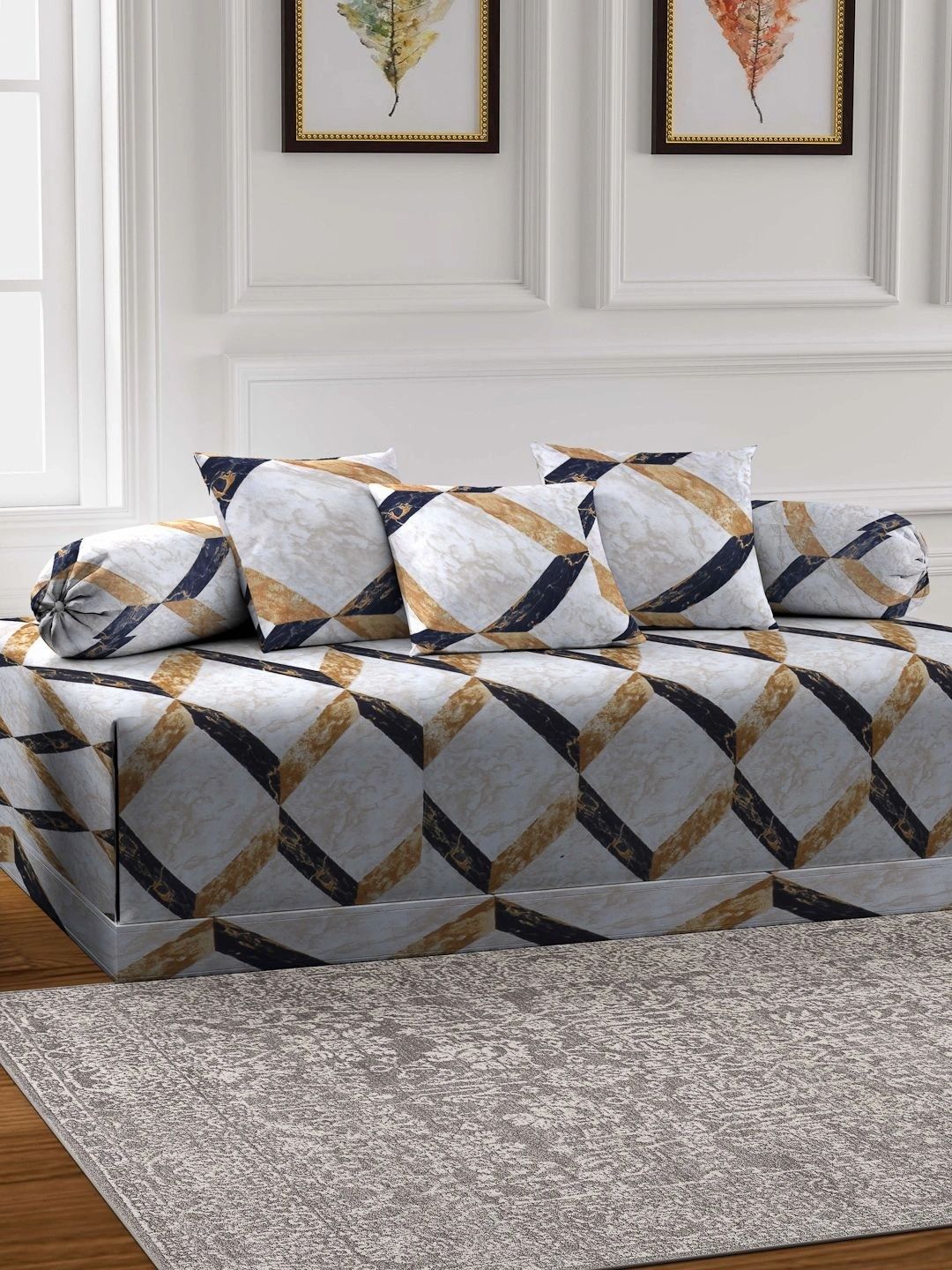 Myntra Elegant Homes 6-Pcs Brown Printed Bedsheet With Bolster & Cushion Covers-picture-14