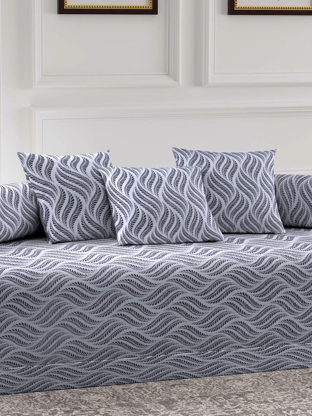 Myntra Elegant Homes 6-Pcs Grey Printed Bedsheet With Bolster & Cushion Covers-picture-11