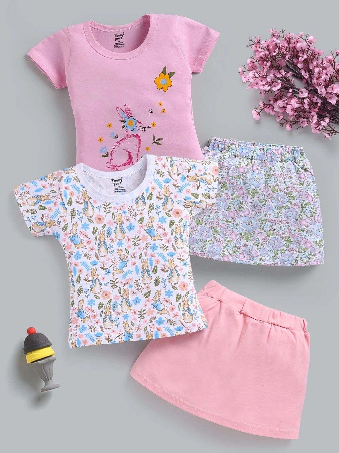 Toonyport Girls Pack Of 2 Printed T-shirt with Skirt-picture-24